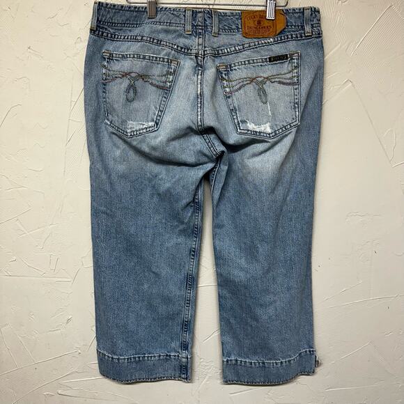 Lucky Brand Dungarees Lily May Crop Y2K Throw Back Capri Crop Jeans Sz 14 Sz 32 - Picture 4 of 8